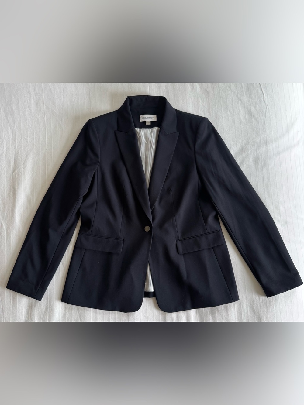 Calvin Klein Navy Single-Button Tailored Blazer